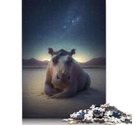 500 Piece Jigsaw Puzzles Game Hippo Under The Stars Wooden Puzzles Educational Game Challenge Toy As A 500pcs (52x38cm)