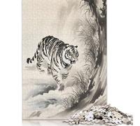 500 Piece Jigsaw Puzzles Game Hunting Tiger Wooden Puzzles Educational Game Challenge Toy As A 500pcs (52x38cm)