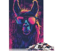 500 Piece Jigsaw Puzzles Game Llama Sunglasses Retro Wooden Puzzles Educational Game Challenge Toy As A 500pcs (52x38cm)