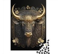 500 Piece Jigsaw Puzzles Game Musk Ox Golden Art Deco Wooden Puzzles Educational Game Challenge Toy As A 500pcs (52x38cm)