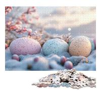 500 Piece Jigsaw Puzzles Game Pastel Easter Eggs in Snowy Landscape Wooden Puzzles Educational Game Challenge Toy As A 500pcs (52x38cm)