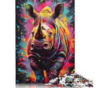 500 Piece Jigsaw Puzzles Game Rihnos Rhinoceros Painting Wooden Puzzles Educational Game Challenge Toy As A 500pcs (52x38cm)