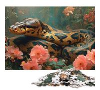 500 Piece Jigsaw Puzzles Game Snake in Pink Flowers Wooden Puzzles Educational Game Challenge Toy As A 500pcs (52x38cm)