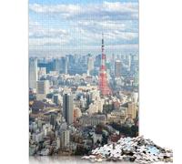 500 Piece Jigsaw Puzzles Game Tokyo Skyline with Tokyo Tower Wooden Puzzles Educational Game Challenge Toy As A 500pcs (52x38cm)