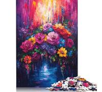 500 Piece Jigsaw Puzzles Game Vibrant Floral Painting Wooden Puzzles Educational Game Challenge Toy As A 500pcs (52x38cm)