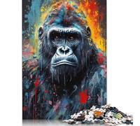500 Piece Jigsaw Puzzles Gorilla Painting Creative Square Wooden Jigsaw Puzzles for Adults 500pcs (52x38cm)
