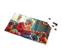 500 Piece Jigsaw Puzzles Grandma Knitting With Her Cute Puppies Picture Puzzle Puzzle 500 Pieces 1000 Piece Puzzles(300PCS)