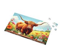 500 Piece Jigsaw Puzzles Highland Cow In A Flower Garden Picture Puzzle Puzzles 500 Pieces Easter Gifts For Toddlers(500PCS)