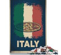 500 Piece Jigsaw Puzzles Italy Pizza Poster Creative Square Wooden Jigsaw Puzzles for Adults 500pcs (52x38cm)