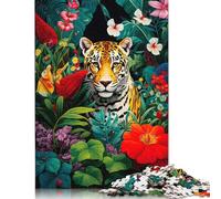 500 Piece Jigsaw Puzzles Jaguar Jungle Painting Jigsaw Puzzles for Adults Woodenboard Puzzles Challenging To Complete But Fun And Humorous 500pcs (52x38cm)