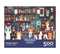 500 Piece Jigsaw Puzzles Kawaii Cartoon Cat Creative Square Wooden Jigsaw Puzzles for Adults 500pcs (52x38cm)