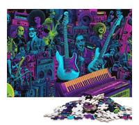 500 Piece Jigsaw Puzzles Musician's Vibrant Jam Session Puzzle for Adults Woodenboard Puzzles Interesting Stress Reduction Jigsaw Puzzles 500pcs (52x38cm)