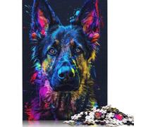 500 Piece Jigsaw Puzzles Neon German Shepherd Puzzle for Adults Woodenboard Puzzles Interesting Stress Reduction Jigsaw Puzzles 500pcs (52x38cm)