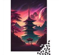 500 Piece Jigsaw Puzzles Pagoda Summer Sunsets2 for Adults Wooden Puzzles Educational Toys 500pcs (52x38cm)