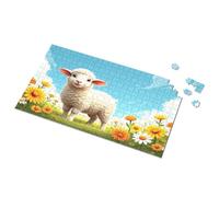 500 Piece Jigsaw Puzzles Pastoral Bliss: A Lamb In A Flower Garden Picture Puzzle Puzzles 500 Pieces Easter Gifts For Toddlers(500PCS)