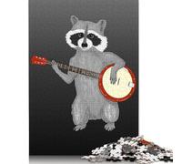 500 Piece Jigsaw Puzzles Racoon Playing The Banjo Wooden Puzzles Educational Toys 500pcs (52x38cm)