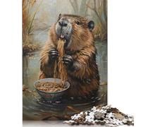 500 Piece Jigsaw Puzzles Ramen Spaghetti Beaver Creative Square Wooden Jigsaw Puzzles for Adults 500pcs (52x38cm)