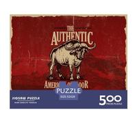 500 Piece Jigsaw Puzzles Retro Animal Yak Creative Square Wooden Jigsaw Puzzles for Adults 500pcs (52x38cm)