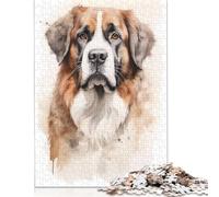 500 Piece Jigsaw Puzzles Saint Bernard Dog Creative Square Wooden Jigsaw Puzzles for Adults 500pcs (52x38cm)