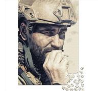 500 Piece Jigsaw Puzzles Smoking Soldier Creative Square Wooden Jigsaw Puzzles for Adults 500pcs (52x38cm)