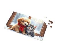 500 Piece Jigsaw Puzzles Snowy Window: A Puppy And Kitten'S Winter Friendship Picture Puzzle Puzzle 500 Pieces 1000 Piece Puzzles(500PCS)