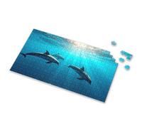 500 Piece Jigsaw Puzzles Three Dolphins Swimming Underwater Picture Puzzle Spot It Game For Kids Games For Kids 8-12(300PCS)
