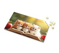 500 Piece Jigsaw Puzzles Three Kittens Drinking Tea From Cups On An Open Book. Picture Puzzle Jigsaw Puzzles 300 Pieces For Adults 500 Piece Jig(1000PCS)