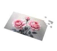 500 Piece Jigsaw Puzzles Three Pink Roses In Bloom Picture Puzzle Puzzles 500 Pieces Easter Gifts For Toddlers(300PCS)