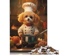 500 Piece Jigsaw Puzzles Toy Poodle Chef Creative Square Wooden Jigsaw Puzzles for Adults 500pcs (52x38cm)