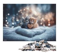 500 Piece Jigsaw Puzzles Two Kittens with Heart Wooden Puzzles Educational Toys 500pcs (52x38cm)