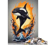 500 Piece Jigsaw Puzzles Watercolor Dolphin Animal Wooden Puzzles Educational Toys 500pcs (52x38cm)