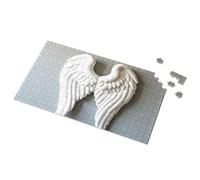 500 Piece Jigsaw Puzzles White Angel Wings Decoration On Gray Wall Picture Puzzle Puzzles 500 Pieces Easter Gifts For Toddlers(500PCS)