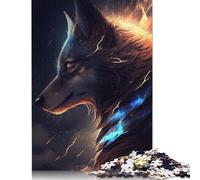 500 Piece Jigsaw Puzzles Wolf Face Anime Animal Creative Square Wooden Jigsaw Puzzles for Adults 500pcs (52x38cm)