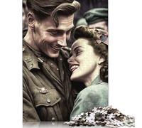 500 Piece Jigsaw Puzzles WW2 Soldier GF Post War Jigsaw Puzzles for Adults Woodenboard Puzzles Challenging To Complete But Fun And Humorous 500pcs (52x38cm)