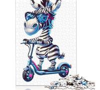 500 Piece Jigsaw Puzzles Zebra Scooter Gift Creative Square Wooden Jigsaw Puzzles for Adults 500pcs (52x38cm)