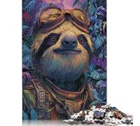 500 Piece Jungle Pilot Sloth Square Jigsaw Puzzles for Adults & Wooden Puzzles Learning Educational Toys Family Games 500pcs (52x38cm)