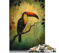 500 Piece Jungle Toucan Perch Creative Square Jigsaw Puzzles for Adults & Wooden Puzzles Stress Relief Puzzle Games And Unique 500pcs (52x38cm)