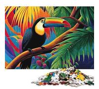 500 Piece Keel Billed Toucan Square Puzzle for Adults Wooden Puzzles Educational Puzzle Family Game 500pcs (52x38cm)