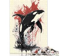 500 Piece Killer Whale Ink Painting Creative Square Jigsaw Puzzles for Adults And Wooden Puzzles Educational Game for Adult 500pcs (52x38cm)