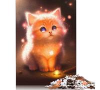500 Piece Kitty And Fireflies Jigsaw Square Puzzle for Adults & Wooden Puzzles Educational Game Challenge Toy 500pcs (52x38cm)