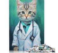 500 Piece Kitty Doctor Square Jigsaw Puzzles for Adults & Wooden Puzzles Learning Educational Toys Family Games 500pcs (52x38cm)