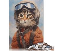 500 Piece Kitty Helicopter Pilot Square Jigsaw Puzzles for Adults, Wooden Puzzles Educational Game for Children 500pcs (52x38cm)