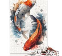 500 Piece Koi Fish Japanese Square Jigsaw Puzzles for Adults, Wooden Puzzles Learning Educational Toy 500pcs (52x38cm)