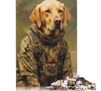 500 Piece Labrador Camo Jacket Adult Puzzles Wooden Puzzles Educational Stress Relief Toy Puzzle 500pcs (52x38cm)