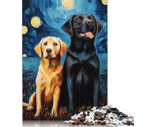 500 Piece Labrador Couple Van Gogh Square Puzzle for Adults, Wooden Puzzles Puzzle Hands-on Game 500pcs (52x38cm)