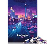 500 Piece Las Vegas Skyline Night Square Puzzles for Adults, Wooden Puzzles Toy Wall Decor 500pcs (52x38cm)
