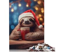 500 Piece Lazy Sloth Hot Chocolate Jigsaw Wooden Puzzles for Adults Puzzles for Adults Teenagers Age 12+ 500pcs (52x38cm)