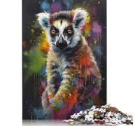 500 Piece Lemur Painting Jigsaw Puzzles for Adults Teenagers Puzzles for Adults & Teenager Brain Teaser Puzzle 500pcs (52x38cm)