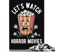 500 Piece 'Let's Watch Horror Movies Popcorn Adult Puzzles Puzzles for Adults Jigsaw Puzzles for Adults Educational Game Challenge Toy 500pcs (52x38cm)