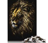 500 Piece Lion Black Gold 2 Puzzles for Adults & Wooden Puzzles Educational Puzzle Family Game 500pcs (52x38cm)